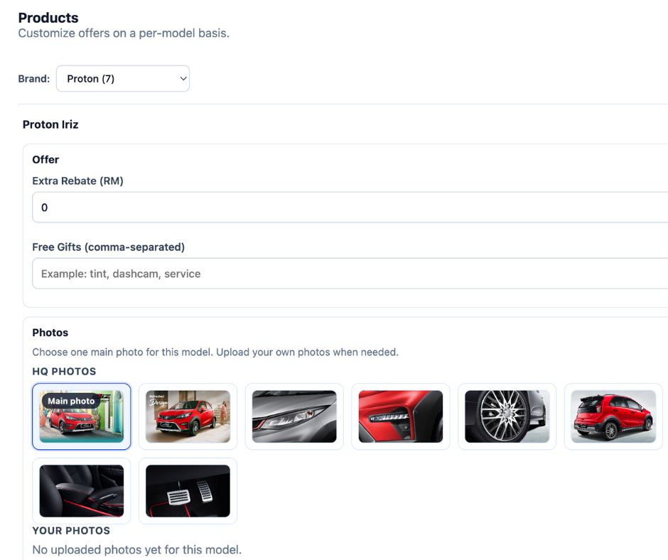 Paparan tetapan rebat dan promosi ekstra dalam Tucar