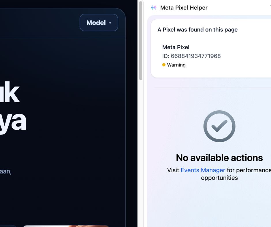 Tetapan pixel Meta Google dan TikTok dalam Tucar
